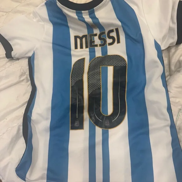 Blue and White Striped Soccer Jersey - Picture 2 of 2